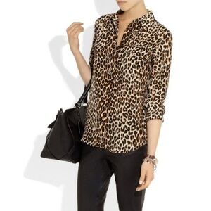 Equipment Femme Slim Signature Silk Leopard Print Blouse